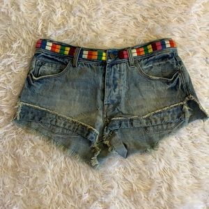 Free People Multicolor Embroidered Waistband Short